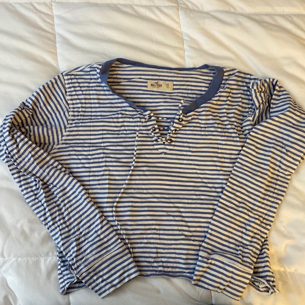 Long sleeve, striped v neck shirt